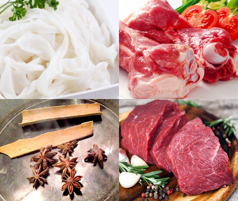 Ingredients for the dish 2 ways to cook pork pho