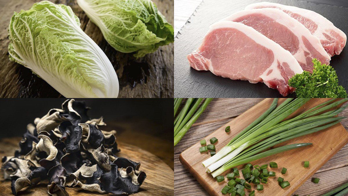 Ingredients for ground pork napa cabbage soup