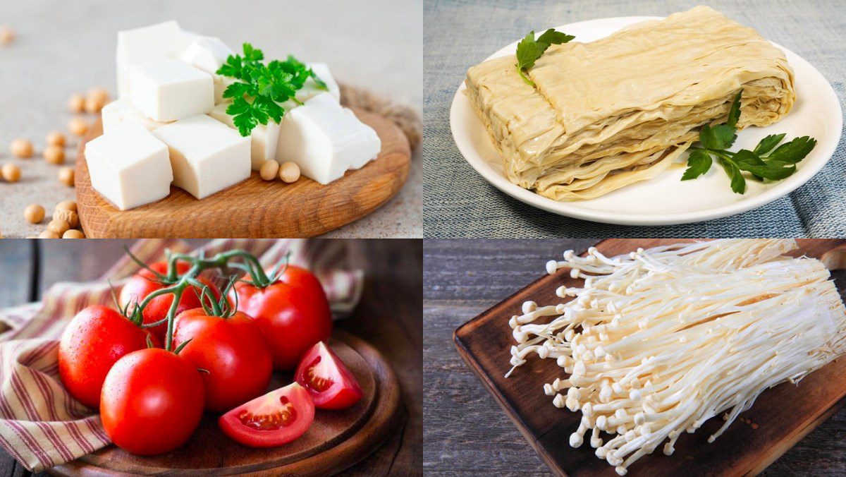 Ingredients for the dish of tomato and egg soup