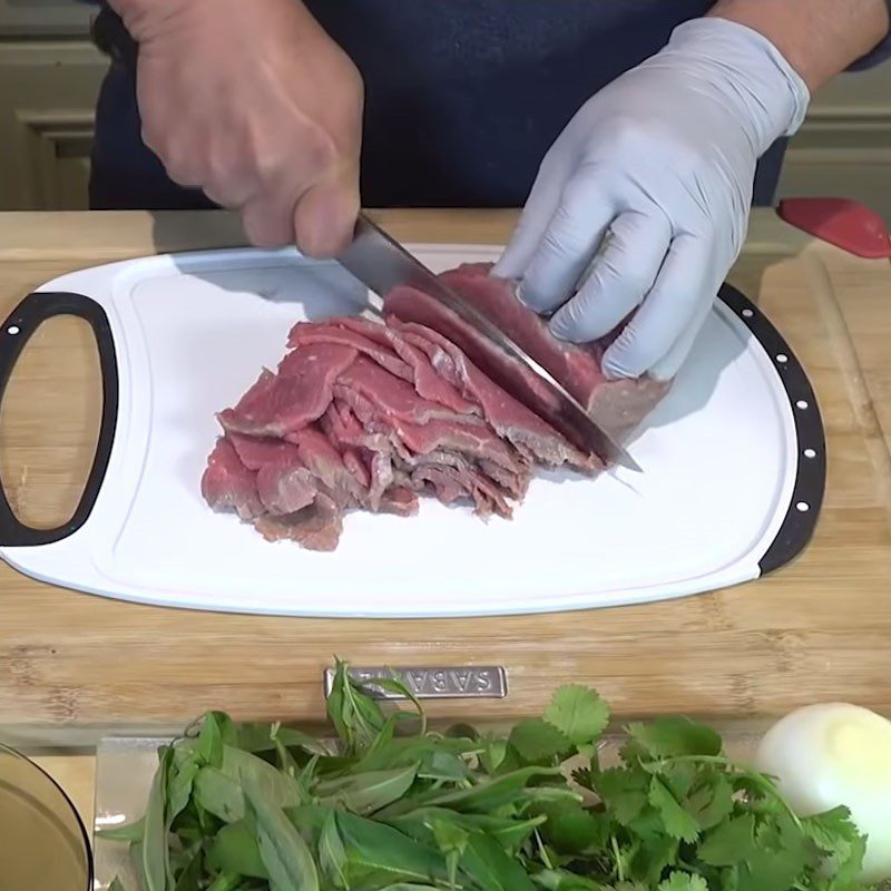 Step 1 Prepare the beef for Beef Soup with Vietnamese Rice Paddy Herb