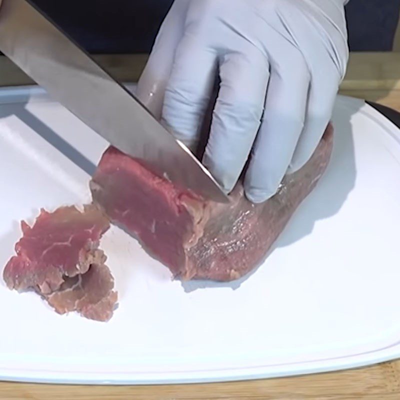 Step 1 Preparing beef for Beef soup with Vietnamese coriander