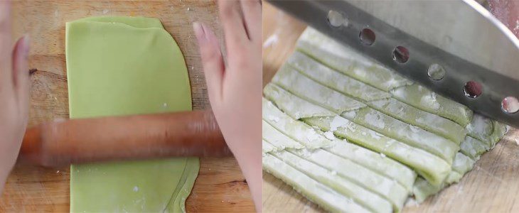 Step 2 Cut the noodles for 3-color noodles