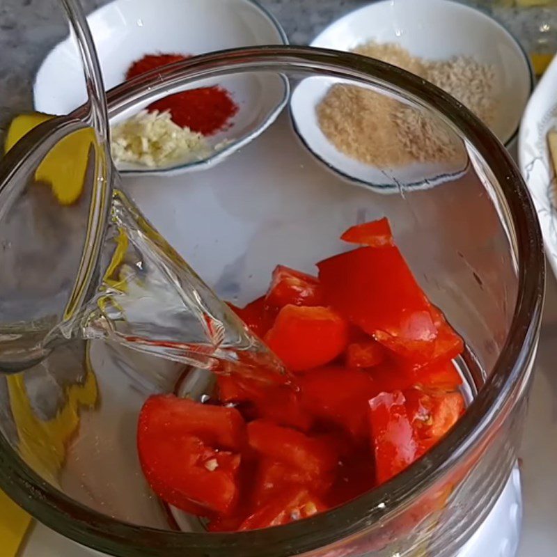Step 1 Chop and blend tomatoes for Young corn braised with tomatoes