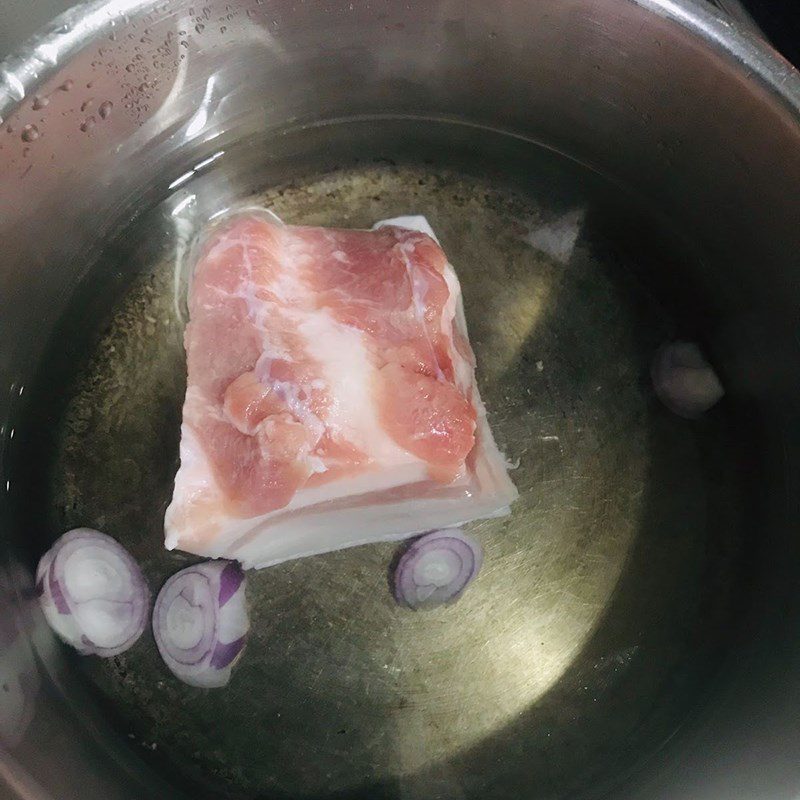 Step 2 Blanch the pork and season with salt for Crispy Fried Pork