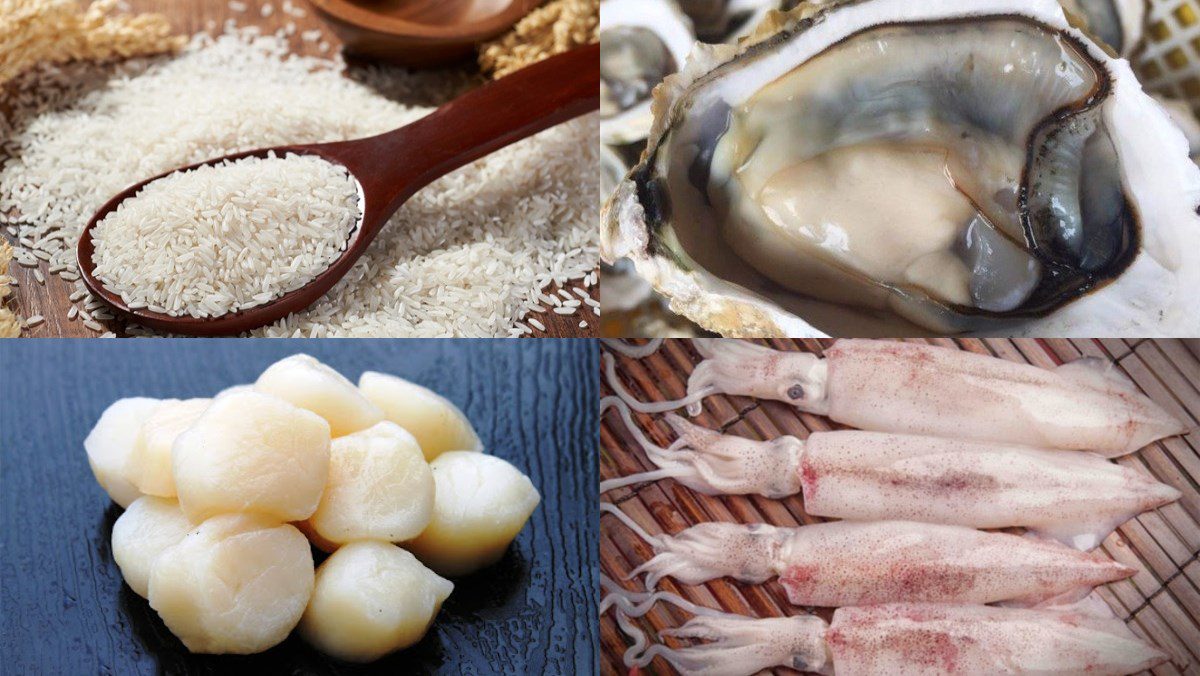 Ingredients for seafood porridge