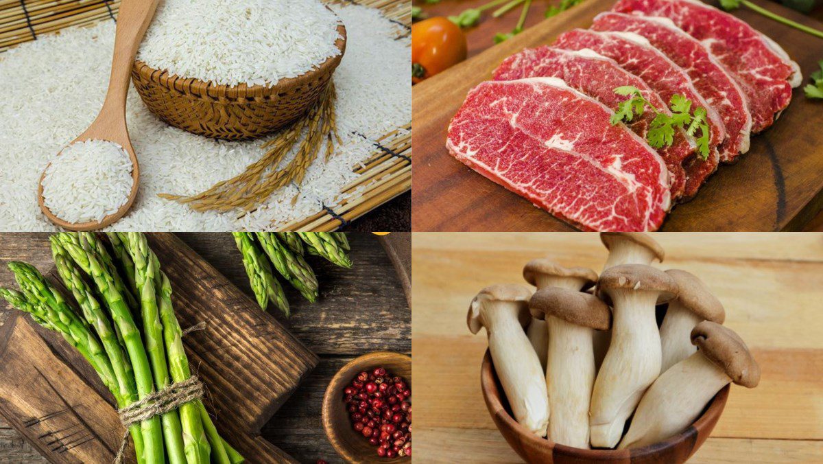 Ingredients for beef porridge cooked in a slow cooker