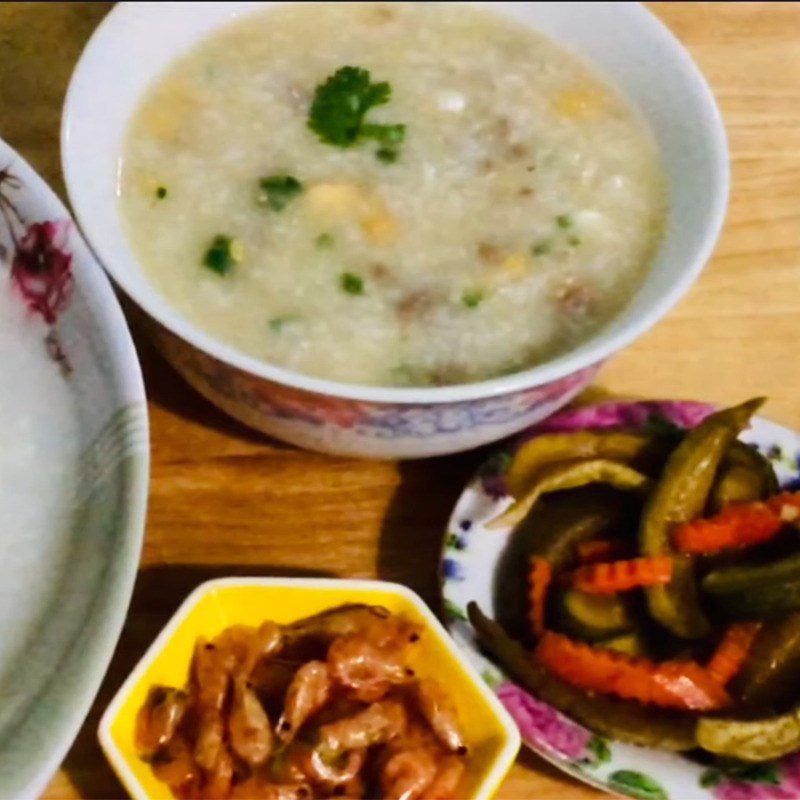 Step 8 Final product Salted egg porridge with lean meat