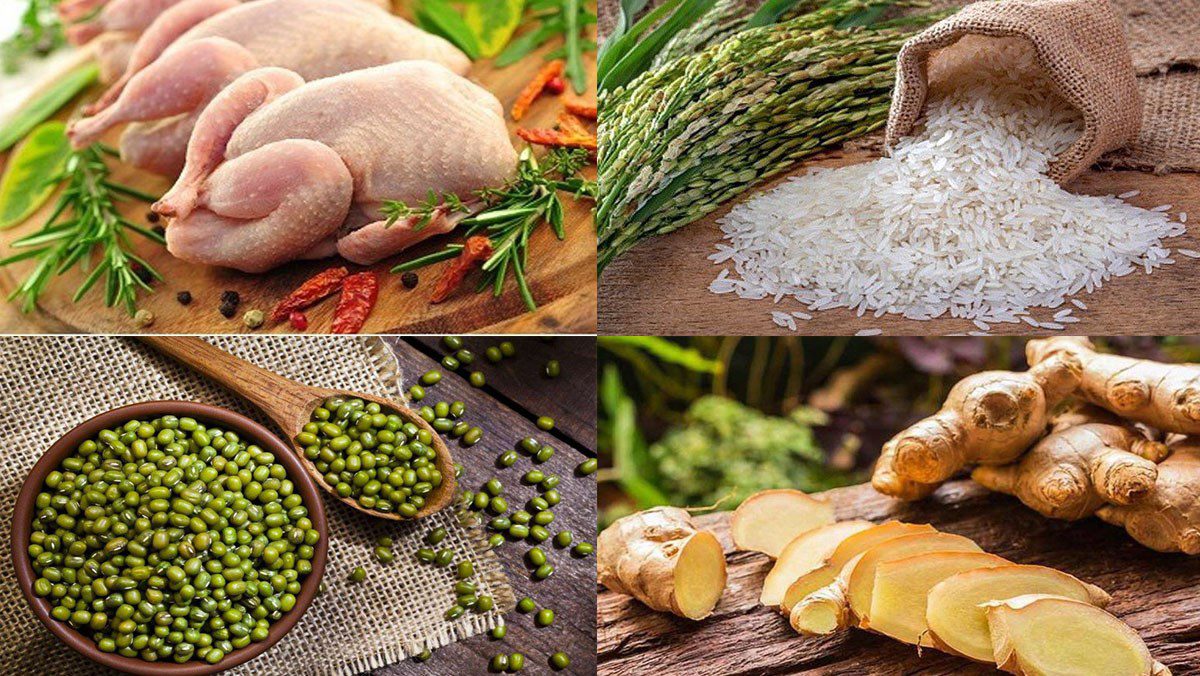 Ingredients for green bean duck porridge