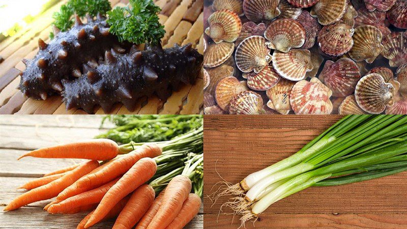 Ingredients for the dish 2 ways to cook sea cucumber porridge