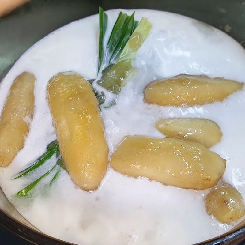 Step 3 Cooking cassava with coconut milk Banana pudding steamed cassava