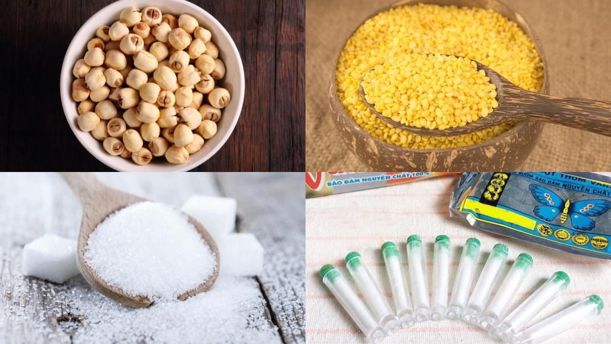 Ingredients for the lotus seed green bean dessert