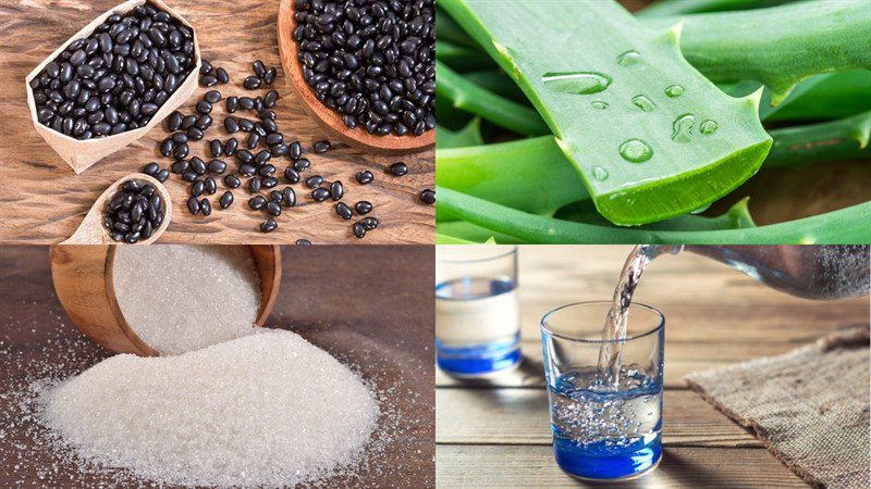 Ingredients for black bean aloe vera dessert