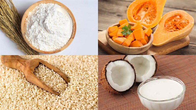 Ingredients for Thai-style floating rice cake dessert
