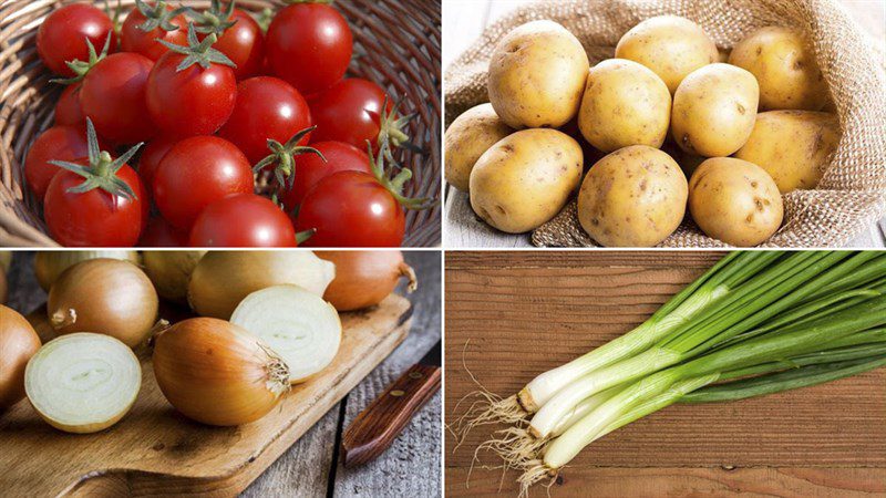 Ingredients for delicious stir-fried dish with tomatoes