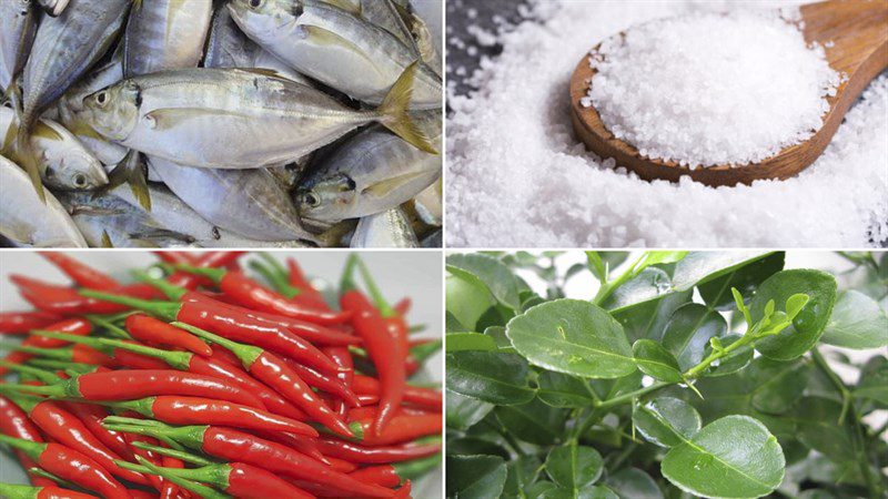 Ingredients for grilled mackerel with garlic and chili and grilled with salt and chili