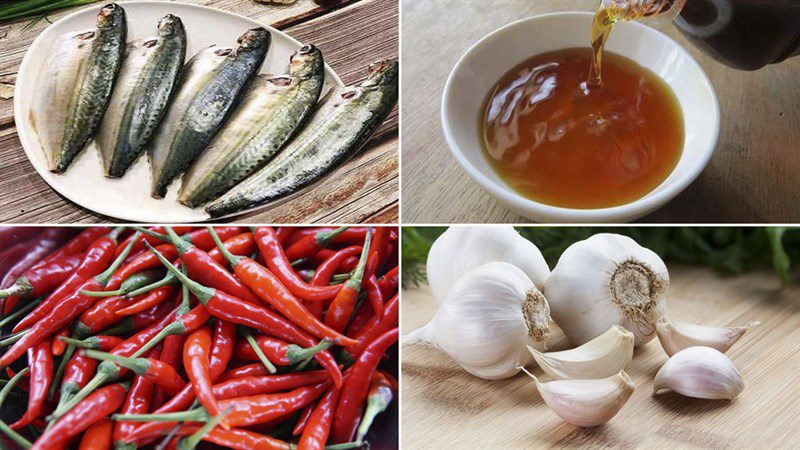 Ingredients for grilled mackerel with garlic and chili and grilled with salt and chili