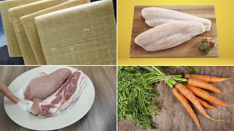 Ingredients for fish spring rolls
