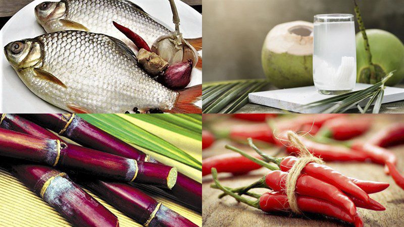 Ingredients for braised fish in light sauce, tamarind sauce and braised fish in tamarind sauce