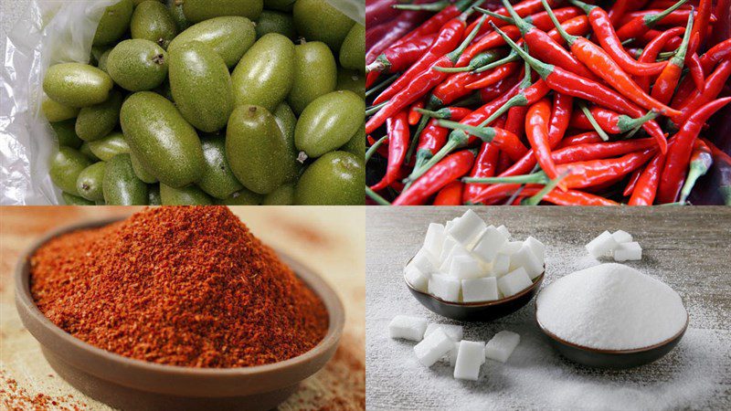 Ingredients for salted sour jujube and chili garlic