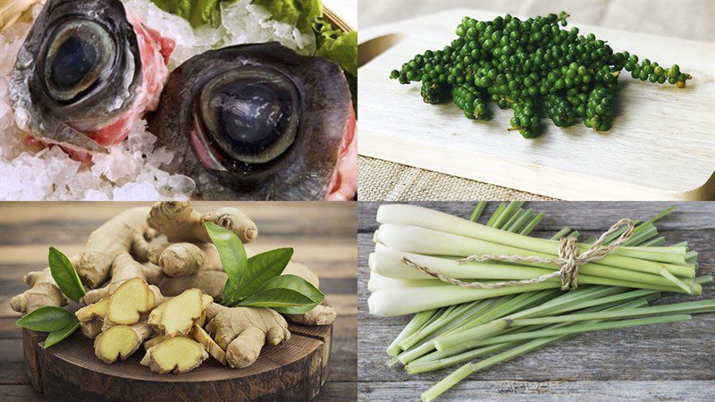 Ingredients for braised tuna eyes with Chinese medicine and green pepper