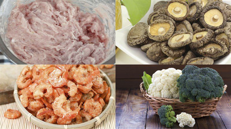 Ingredients for mixed meatball soup