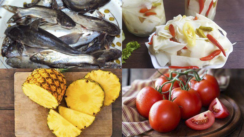 Ingredients for the 2 ways to cook sour soup