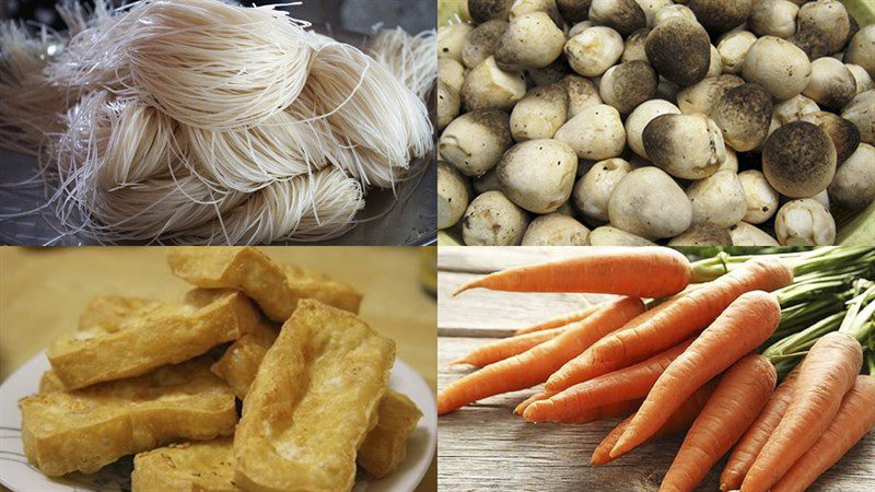 Ingredients for vegetarian beef noodle soup