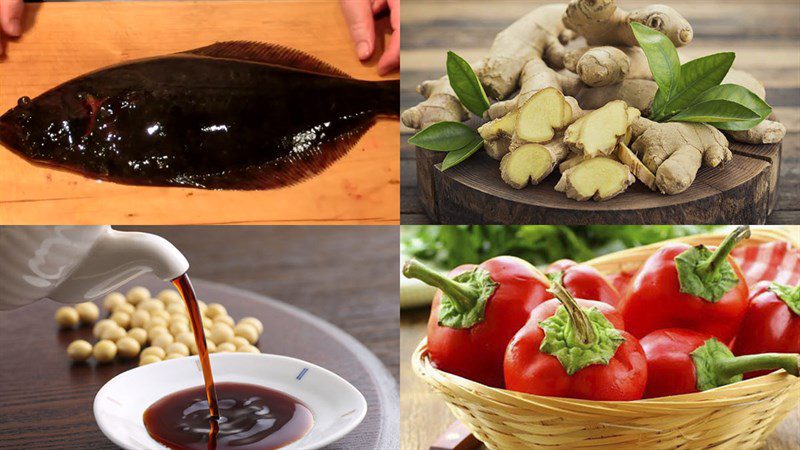 Ingredients for steamed flounder with soy sauce and steamed vermicelli