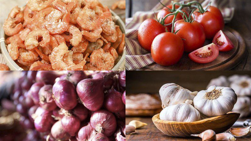 Ingredients for dried shrimp in tomato sauce