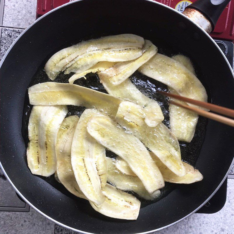 Step 2 Frying Bananas Green Bananas with Sugar