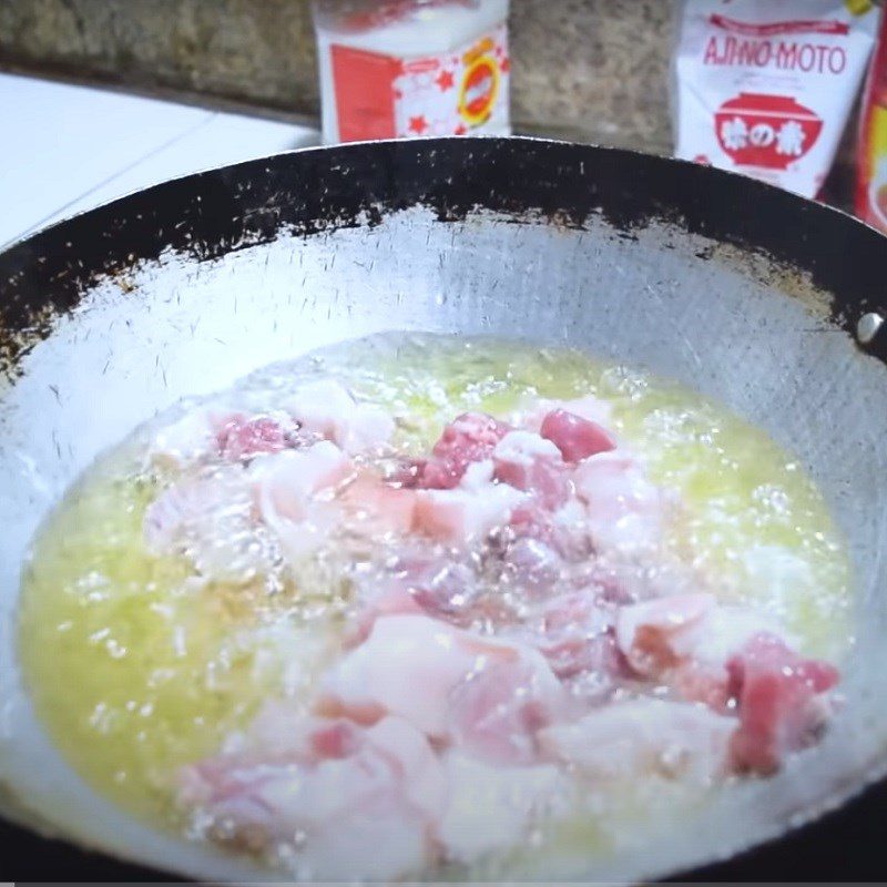 Step 3 Fry the pork Fish Roe with Pepper