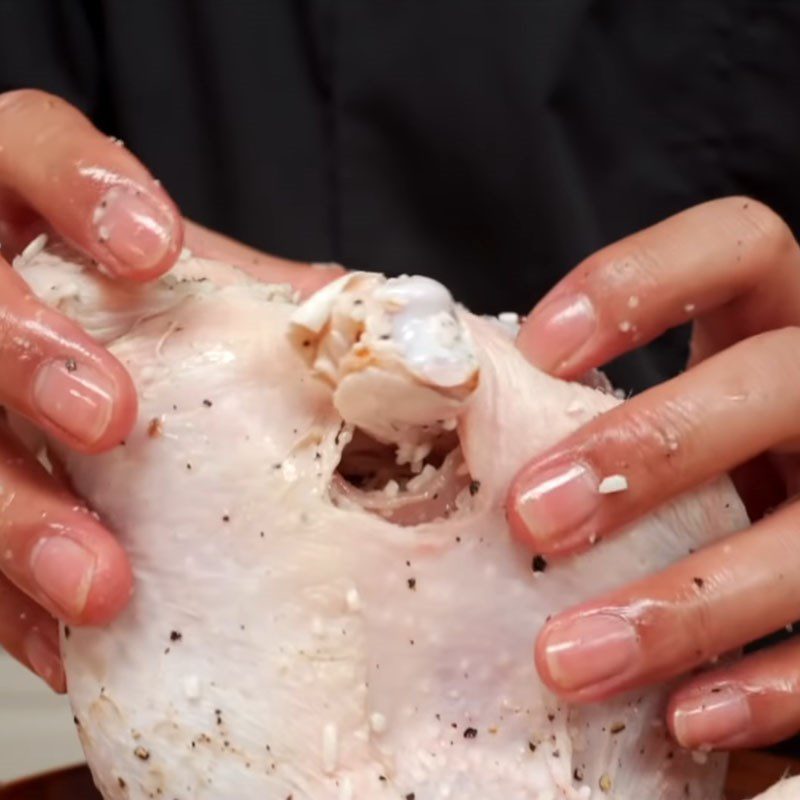 Step 3 Stuff the mixture into the chicken's belly Whole roasted chicken stuffed with sticky rice