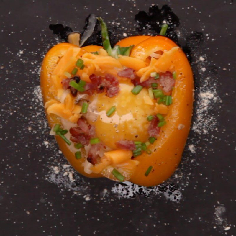 Step 2 Add ingredients Bell pepper baked with eggs