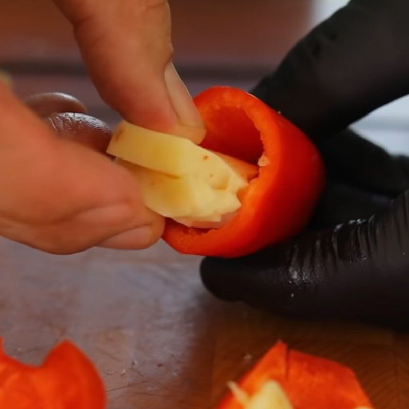 Step 2 Add ingredients Bell pepper baked with cheese