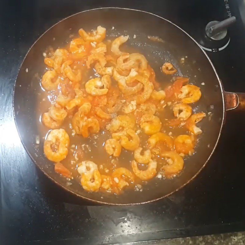 Step 4 Add dried shrimp to Tomato sauce dried shrimp