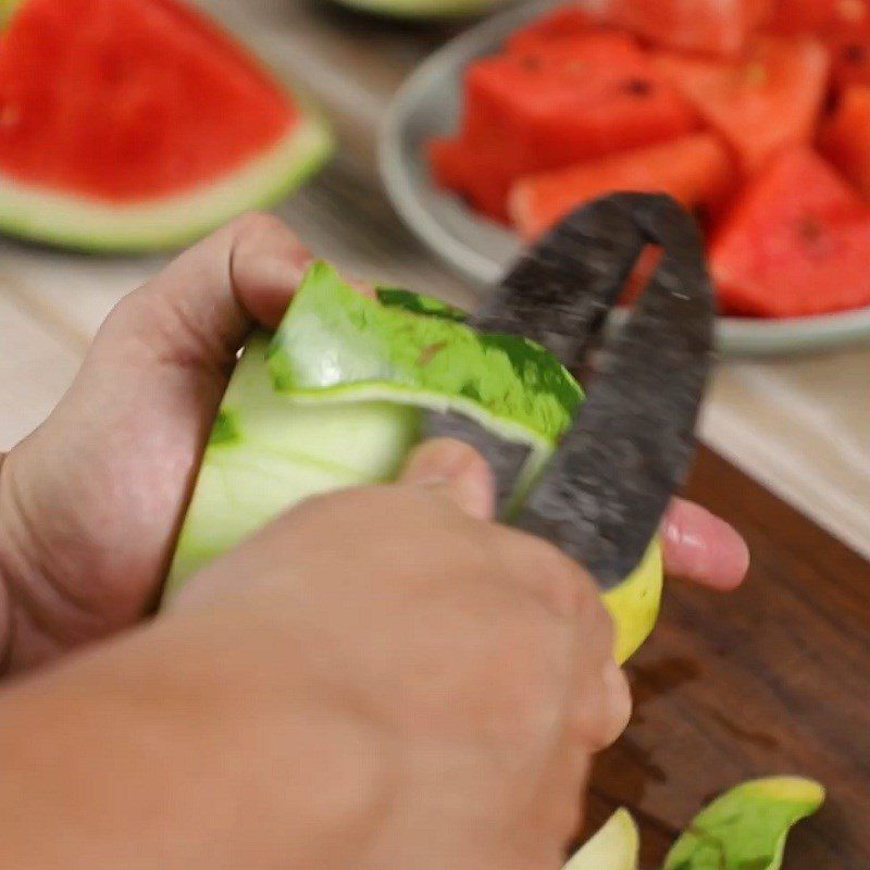 Step 1 Prepare watermelon rind for Watermelon Salad with Shrimp and Pork