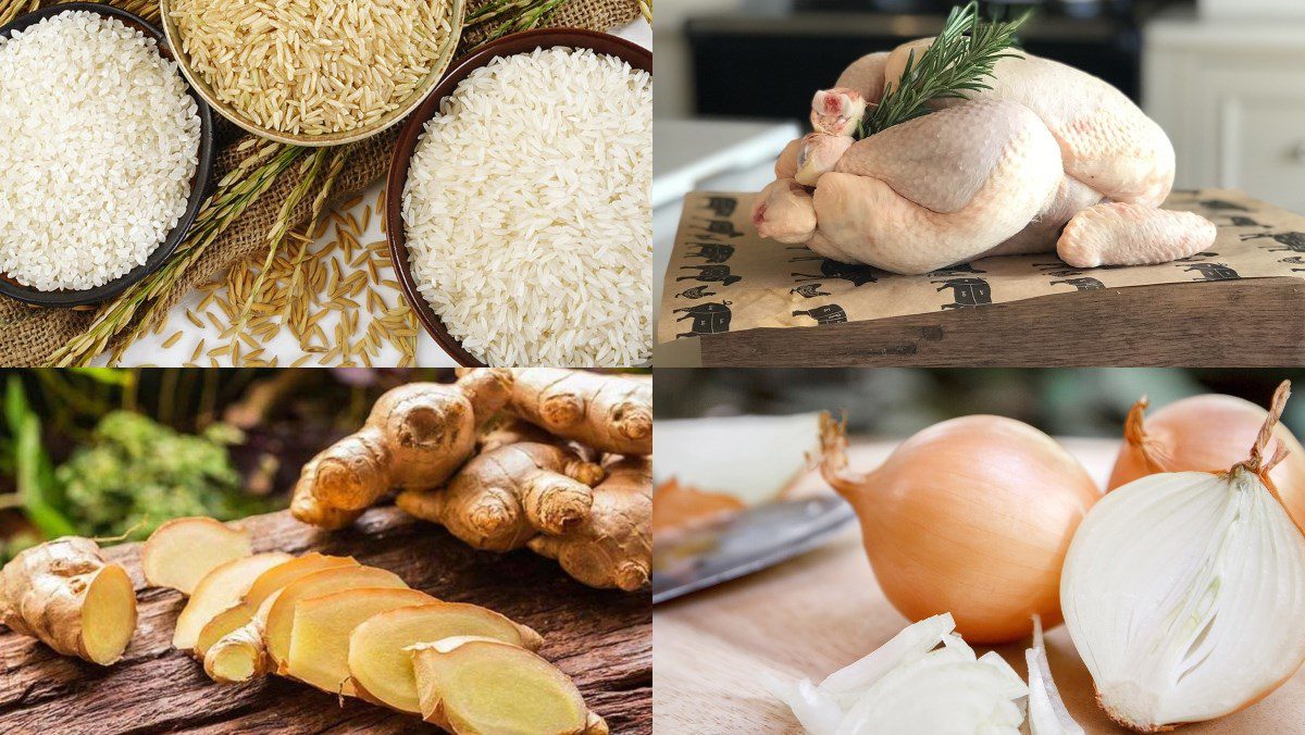 Ingredients for chicken rice dish