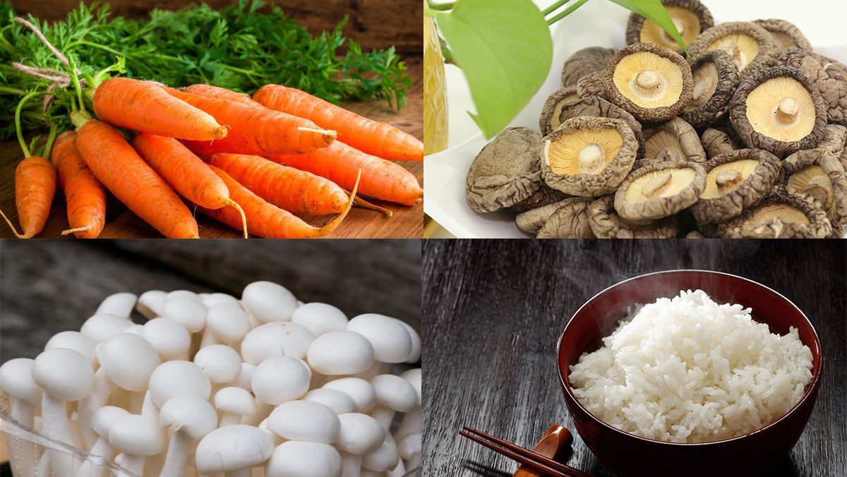Ingredients for vegetarian mixed rice dish