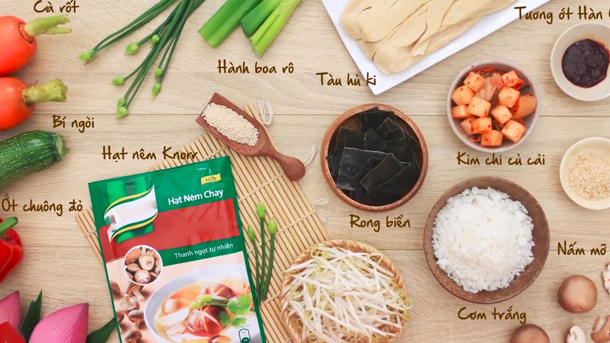 Ingredients for vegetarian rice mixed dish