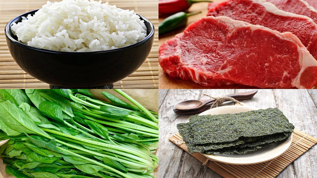 Ingredients for Korean mixed rice dish