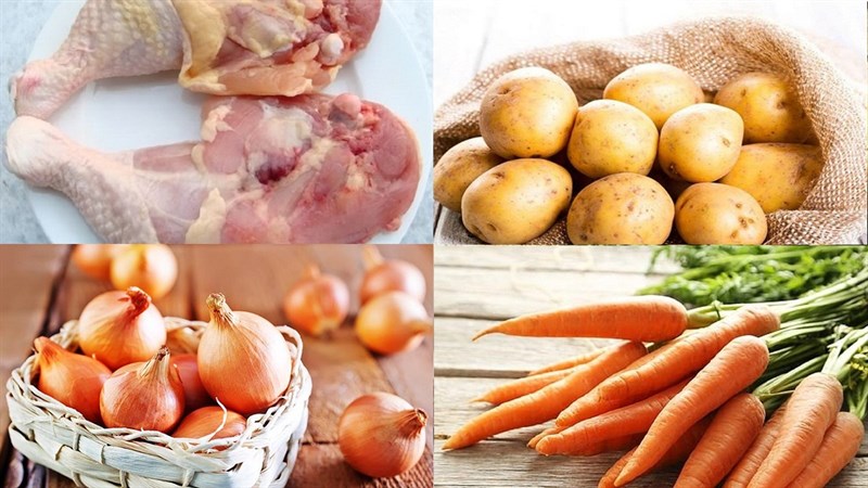 Ingredients for Japanese chicken curry rice