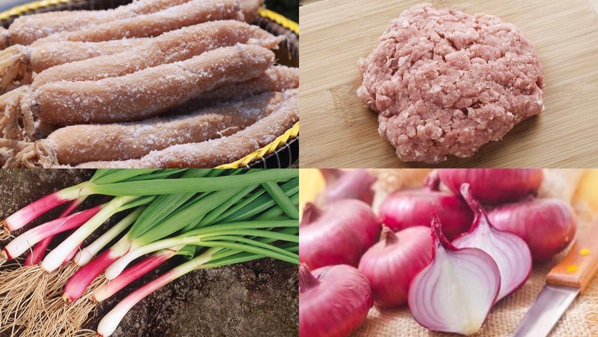 Ingredients for stir-fried pickled radish with minced meat
