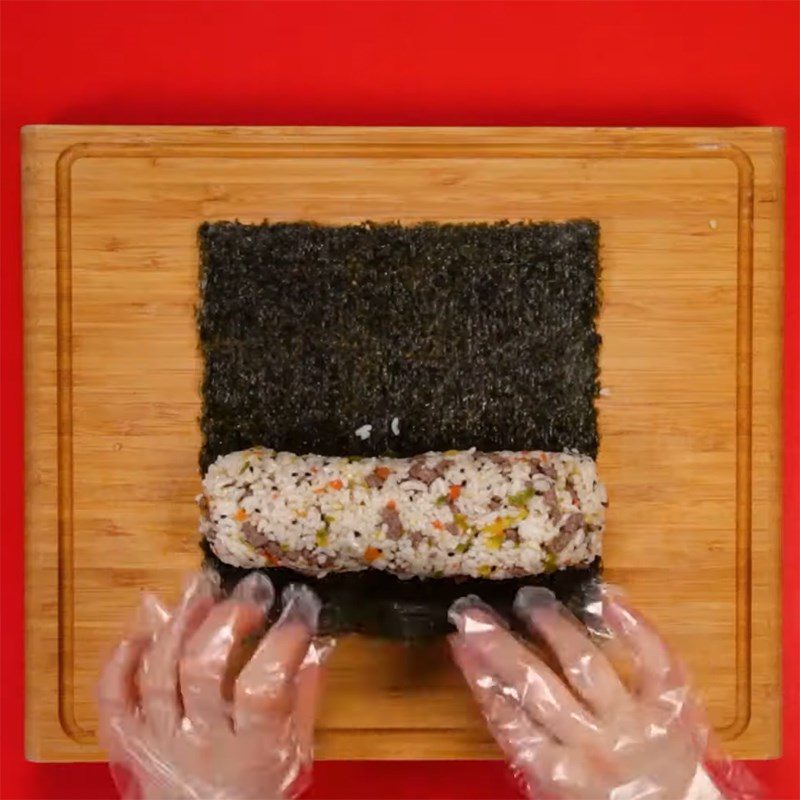 Step 4 Rolling kimbap Spicy beef Kimbap
