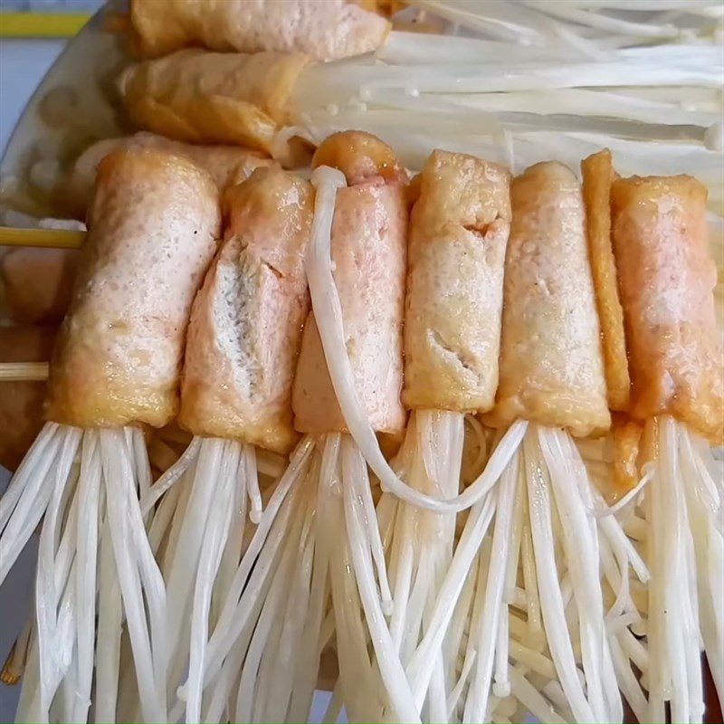 Step 4 Mushroom Rolls Grilled enoki mushroom tofu rolls