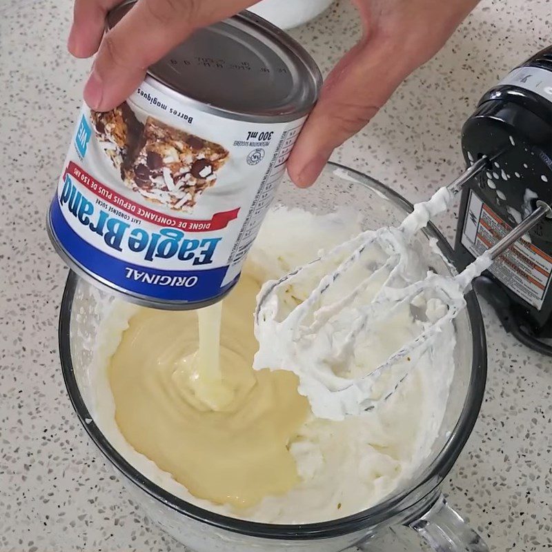 Step 2 Whip the cream cheese mixture Strawberry cheese condensed milk