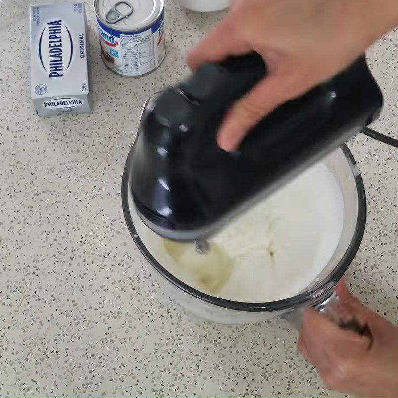 Step 2 Whip the cream cheese mixture Strawberry cheese condensed milk