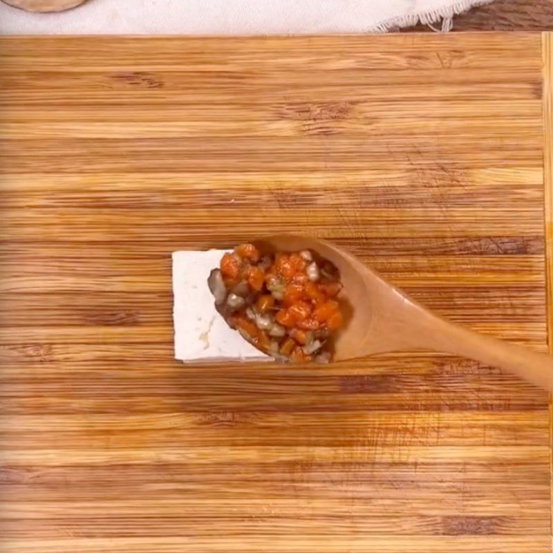 Step 3 Mushroom stuffed tofu rolls Steamed mushroom tofu (Recipe shared by Tiktok Vegetarian Kitchen XANH)