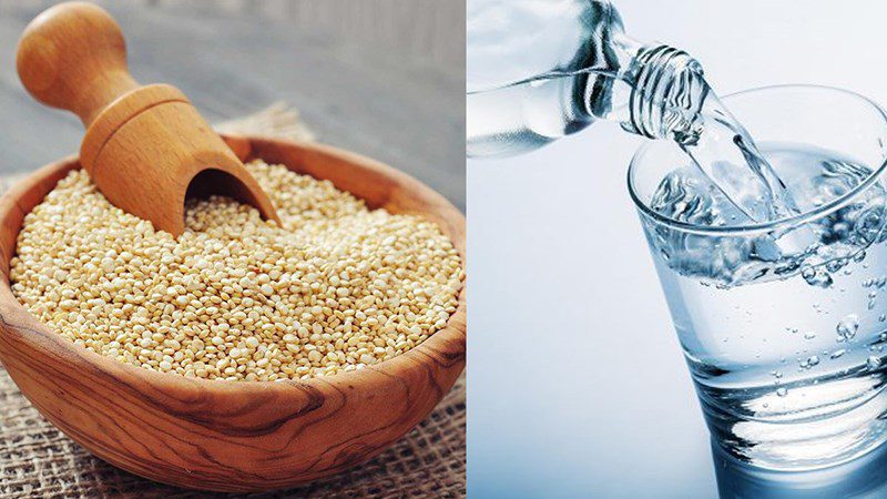 Ingredients for quinoa cooked with a rice cooker