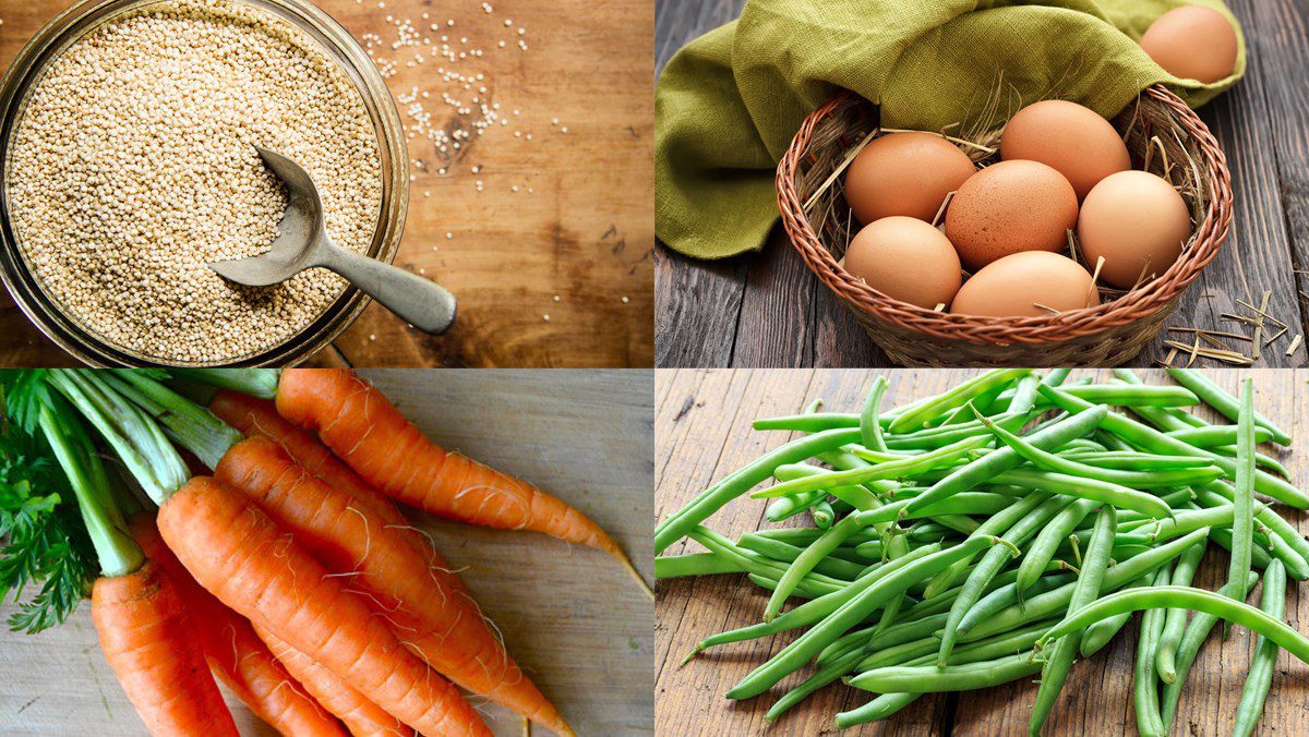 Ingredients for quinoa dish cooked in a rice cooker