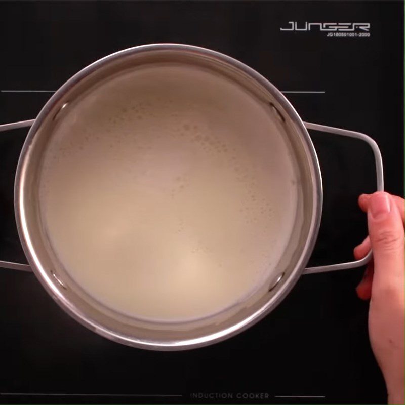 Step 2 Heating milk Sweet Potato Walnut Milk